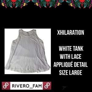 XHILARATION | WHITE TANKWITH LACE APPLIQUÉ DETAIL |SIZE LARGE